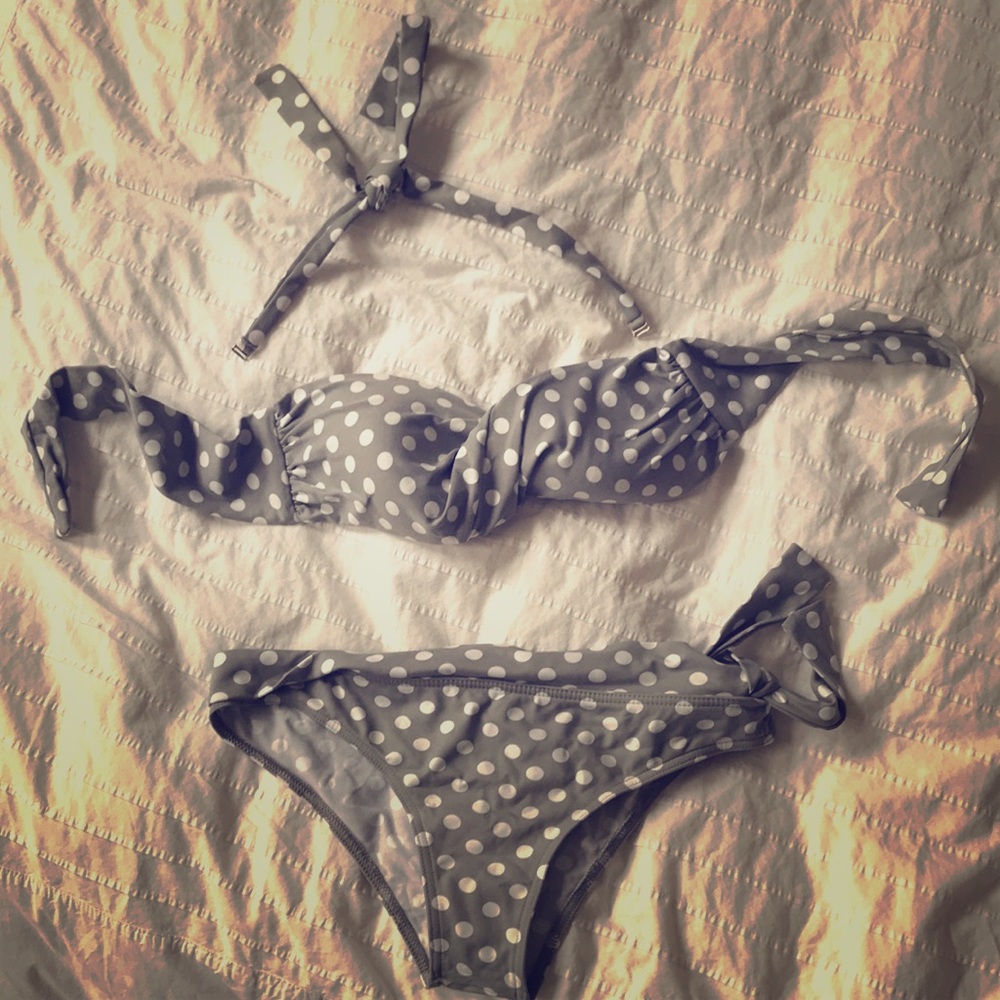 Polka dots kiwi bikini bathing suit